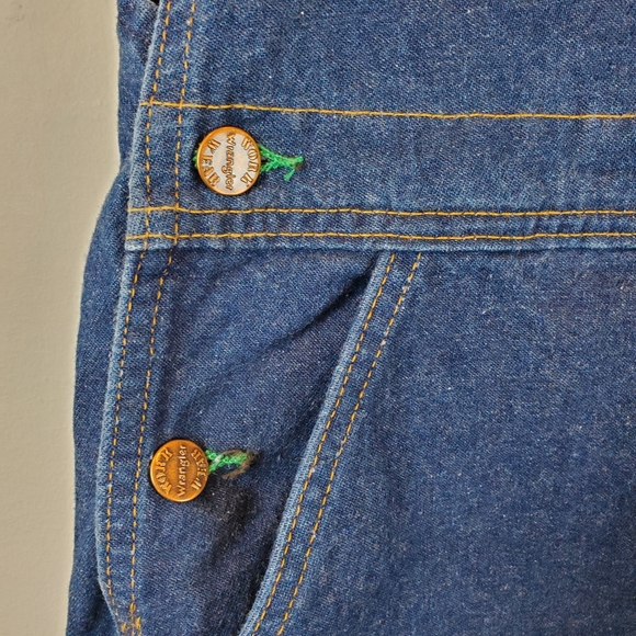 Vintage 80s Wrangler Workwear Carpenter Bibs Overalls Size 38x30 Mens Denim - Picture 5 of 16